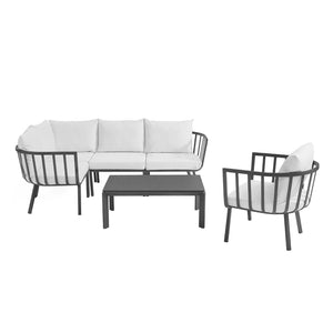 ModwayModway Riverside 6 Piece Outdoor Patio Aluminum Set EEI-3795 EEI-3795-SLA-WHI- BetterPatio.com