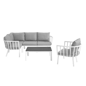 ModwayModway Riverside 6 Piece Outdoor Patio Aluminum Set EEI-3795 EEI-3795-WHI-GRY- BetterPatio.com