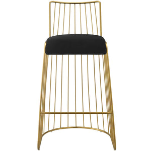 ModwayModway Rivulet Gold Stainless Steel Performance Velvet Bar Stool EEI-3131 EEI-3131-GLD-BLK- BetterPatio.com