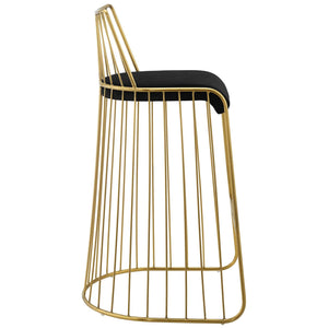 ModwayModway Rivulet Gold Stainless Steel Performance Velvet Bar Stool EEI-3131 EEI-3131-GLD-BLK- BetterPatio.com