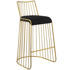 ModwayModway Rivulet Gold Stainless Steel Performance Velvet Bar Stool EEI-3131 EEI-3131-GLD-BLK- BetterPatio.com