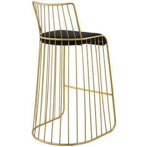 ModwayModway Rivulet Gold Stainless Steel Performance Velvet Bar Stool EEI-3131 EEI-3131-GLD-BLK- BetterPatio.com