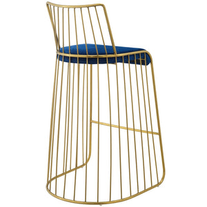 ModwayModway Rivulet Gold Stainless Steel Performance Velvet Bar Stool EEI-3131 EEI-3131-GLD-NAV- BetterPatio.com