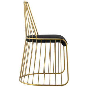 ModwayModway Rivulet Gold Stainless Steel Performance Velvet Dining Chair EEI-2994 EEI-2994-GLD-BLK- BetterPatio.com