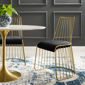 ModwayModway Rivulet Gold Stainless Steel Performance Velvet Dining Chair EEI-2994 EEI-2994-GLD-BLK- BetterPatio.com