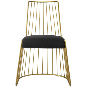 ModwayModway Rivulet Gold Stainless Steel Performance Velvet Dining Chair EEI-2994 EEI-2994-GLD-BLK- BetterPatio.com