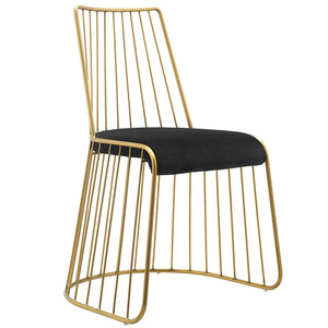 ModwayModway Rivulet Gold Stainless Steel Performance Velvet Dining Chair EEI-2994 EEI-2994-GLD-BLK- BetterPatio.com