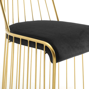 ModwayModway Rivulet Gold Stainless Steel Performance Velvet Dining Chair EEI-2994 EEI-2994-GLD-BLK- BetterPatio.com