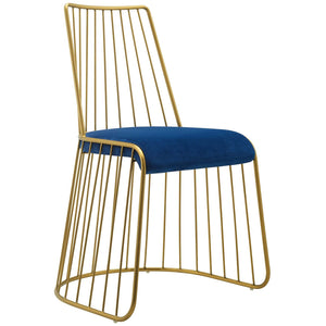 ModwayModway Rivulet Gold Stainless Steel Performance Velvet Dining Chair EEI-2994 EEI-2994-GLD-NAV- BetterPatio.com