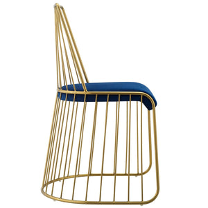 ModwayModway Rivulet Gold Stainless Steel Performance Velvet Dining Chair EEI-2994 EEI-2994-GLD-NAV- BetterPatio.com