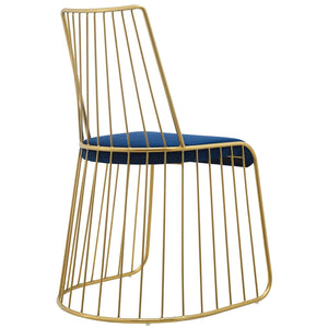 ModwayModway Rivulet Gold Stainless Steel Performance Velvet Dining Chair EEI-2994 EEI-2994-GLD-NAV- BetterPatio.com