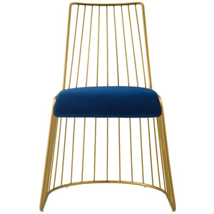 ModwayModway Rivulet Gold Stainless Steel Performance Velvet Dining Chair EEI-2994 EEI-2994-GLD-NAV- BetterPatio.com