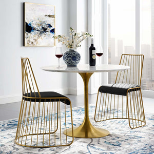 ModwayModway Rivulet Gold Stainless Steel Performance Velvet Dining Chair Set of 2 EEI-4232 EEI-4232-GLD-BLK- BetterPatio.com