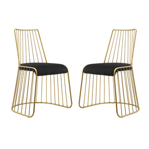 ModwayModway Rivulet Gold Stainless Steel Performance Velvet Dining Chair Set of 2 EEI-4232 EEI-4232-GLD-BLK- BetterPatio.com