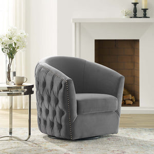 ModwayModway Rogue Swivel Performance Velvet Armchair EEI-3434 EEI-3434-GRY- BetterPatio.com