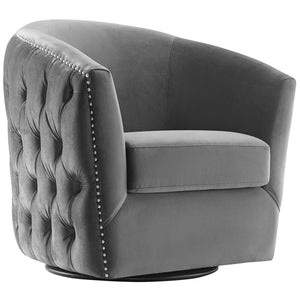 ModwayModway Rogue Swivel Performance Velvet Armchair EEI-3434 EEI-3434-GRY- BetterPatio.com