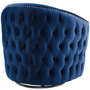 ModwayModway Rogue Swivel Performance Velvet Armchair EEI-3434 EEI-3434-NAV- BetterPatio.com