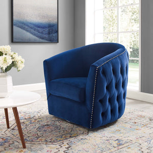 ModwayModway Rogue Swivel Performance Velvet Armchair EEI-3434 EEI-3434-NAV- BetterPatio.com