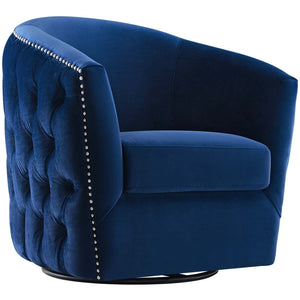 ModwayModway Rogue Swivel Performance Velvet Armchair EEI-3434 EEI-3434-NAV- BetterPatio.com