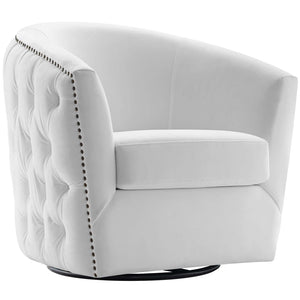 ModwayModway Rogue Swivel Performance Velvet Armchair EEI-3434 EEI-3434-WHI- BetterPatio.com