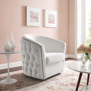 ModwayModway Rogue Swivel Performance Velvet Armchair EEI-3434 EEI-3434-WHI- BetterPatio.com