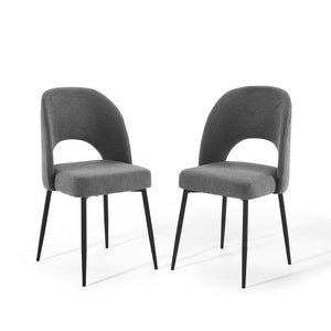 ModwayModway Rouse Dining Side Chair Upholstered Fabric Set of 2 EEI-4490 EEI-4490-BLK-CHA- BetterPatio.com