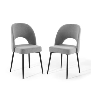 ModwayModway Rouse Dining Side Chair Upholstered Fabric Set of 2 EEI-4490 EEI-4490-BLK-LGR- BetterPatio.com