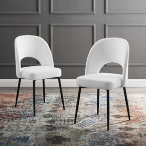 ModwayModway Rouse Dining Side Chair Upholstered Fabric Set of 2 EEI-4490 EEI-4490-BLK-WHI- BetterPatio.com