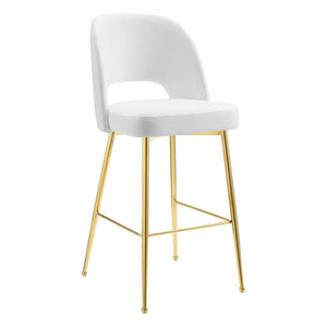 ModwayModway Rouse Performance Velvet Bar Stool EEI-4642 EEI-4642-WHI- BetterPatio.com