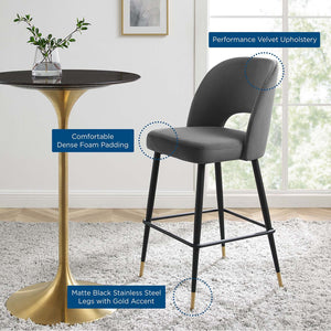 ModwayModway Rouse Performance Velvet Bar Stool EEI-4644 EEI-4644-CHA- BetterPatio.com