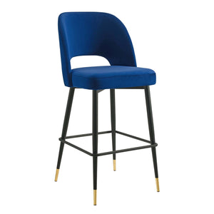 ModwayModway Rouse Performance Velvet Bar Stool EEI-4644 EEI-4644-NAV- BetterPatio.com