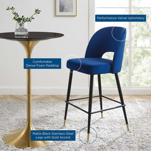 ModwayModway Rouse Performance Velvet Bar Stool EEI-4644 EEI-4644-NAV- BetterPatio.com