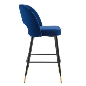 ModwayModway Rouse Performance Velvet Bar Stool EEI-4644 EEI-4644-NAV- BetterPatio.com