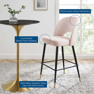 ModwayModway Rouse Performance Velvet Bar Stool EEI-4644 EEI-4644-PNK- BetterPatio.com