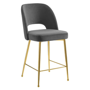 ModwayModway Rouse Performance Velvet Counter Stool EEI-4641 EEI-4641-CHA- BetterPatio.com