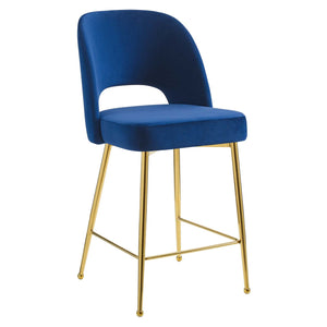 ModwayModway Rouse Performance Velvet Counter Stool EEI-4641 EEI-4641-NAV- BetterPatio.com