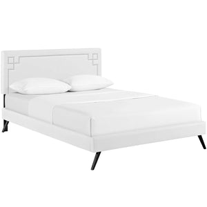 ModwayModway Ruthie Full Vinyl Platform Bed with Round Splayed Legs MOD-5928 MOD-5928-WHI- BetterPatio.com