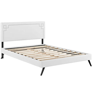 ModwayModway Ruthie Full Vinyl Platform Bed with Round Splayed Legs MOD-5928 MOD-5928-WHI- BetterPatio.com