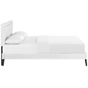 ModwayModway Ruthie Full Vinyl Platform Bed with Round Splayed Legs MOD-5928 MOD-5928-WHI- BetterPatio.com