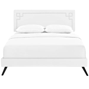 ModwayModway Ruthie Full Vinyl Platform Bed with Round Splayed Legs MOD-5928 MOD-5928-WHI- BetterPatio.com