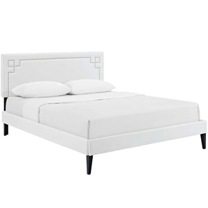 ModwayModway Ruthie Full Vinyl Platform Bed with Squared Tapered Legs MOD-5936 MOD-5936-WHI- BetterPatio.com