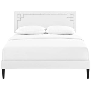 ModwayModway Ruthie Full Vinyl Platform Bed with Squared Tapered Legs MOD-5936 MOD-5936-WHI- BetterPatio.com