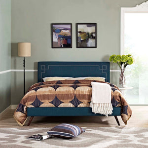 ModwayModway Ruthie King Fabric Platform Bed with Round Splayed Legs MOD-5933 MOD-5933-AZU- BetterPatio.com