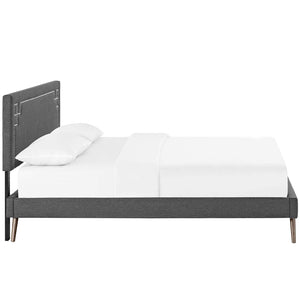 ModwayModway Ruthie King Fabric Platform Bed with Round Splayed Legs MOD-5933 MOD-5933-GRY- BetterPatio.com