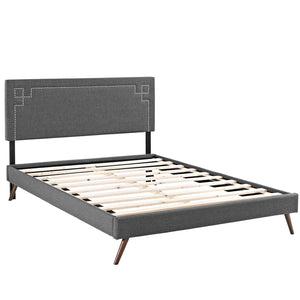 ModwayModway Ruthie King Fabric Platform Bed with Round Splayed Legs MOD-5933 MOD-5933-GRY- BetterPatio.com