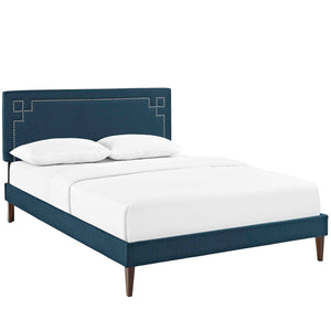 ModwayModway Ruthie King Fabric Platform Bed with Squared Tapered Legs MOD-5941 MOD-5941-AZU- BetterPatio.com