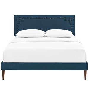 ModwayModway Ruthie King Fabric Platform Bed with Squared Tapered Legs MOD-5941 MOD-5941-AZU- BetterPatio.com