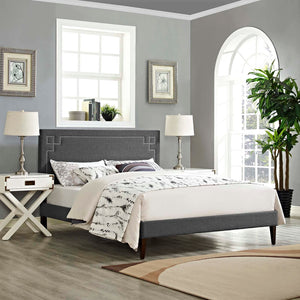 ModwayModway Ruthie King Fabric Platform Bed with Squared Tapered Legs MOD-5941 MOD-5941-GRY- BetterPatio.com