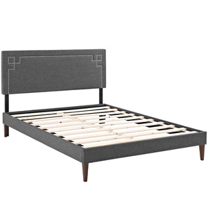 ModwayModway Ruthie Queen Fabric Platform Bed with Squared Tapered Legs MOD-5939 MOD-5939-GRY- BetterPatio.com