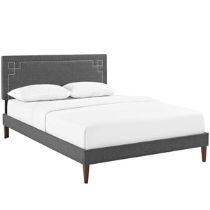 ModwayModway Ruthie Queen Fabric Platform Bed with Squared Tapered Legs MOD-5939 MOD-5939-GRY- BetterPatio.com